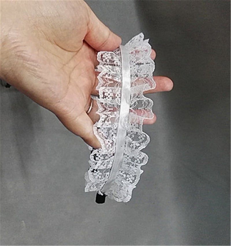 TanQiang Handmade Hair Accessory Headband Gothic lolita cosplay maid black and white lace hair trim hair hoop - Image 5